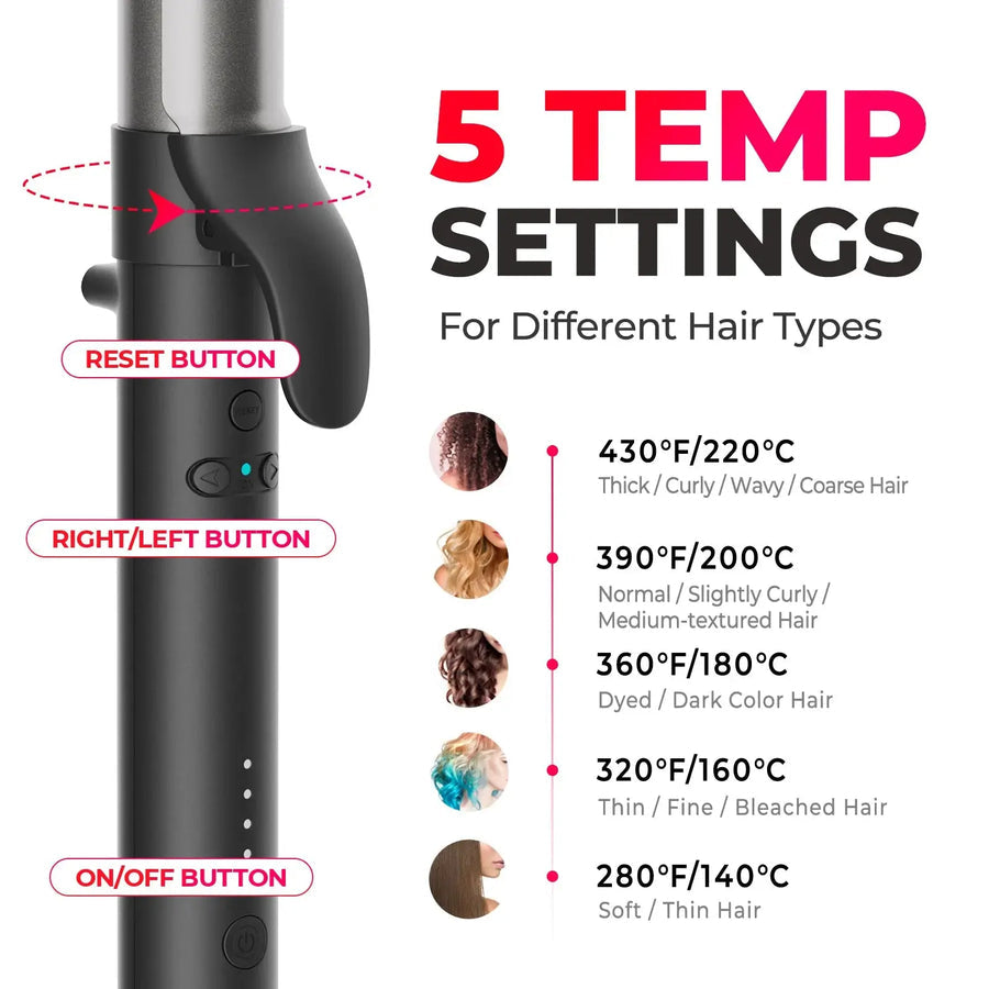 Rizador Automático 1.25” | Tecnología de Titanio | TYMO™ | Negro