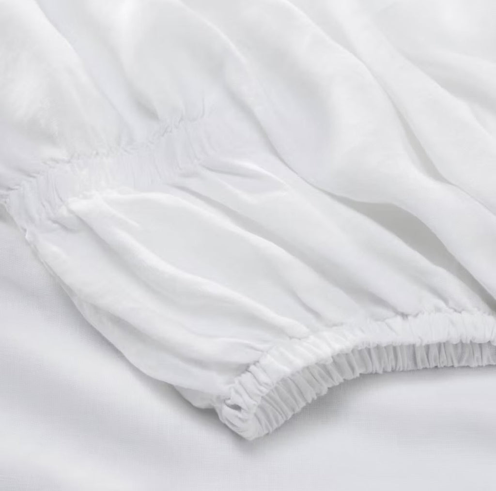 MATRIMONIAL Juego de Sábanas de Mezcla de Lino Blanco | CASALUNA™