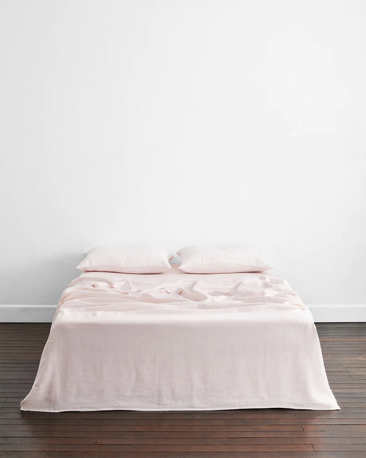 KING SABANA ENCIMERA 100 % LINO FRANCÉS - TONO AGUA DE ROSAS- BED THREADS. ¡𝘚𝘰𝘭𝘰 𝘲𝘶𝘦𝘥𝘢 1!
